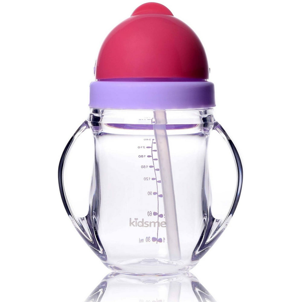 Kidsme 9885 LA Baby Sippy Cup with Straw, 8oz, Pink and Purple