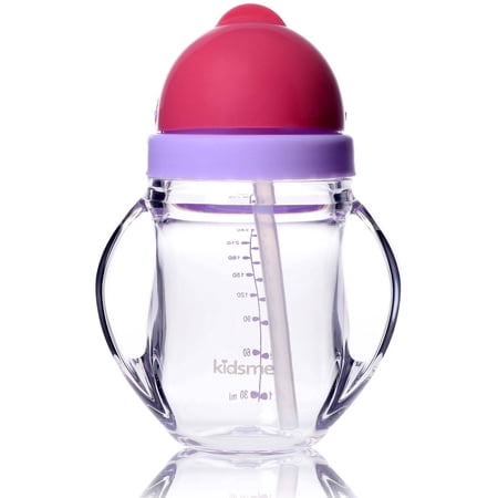 Kidsme 9885 LA Baby Sippy Cup with Straw, 8oz, Pink and Purple