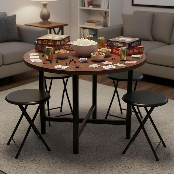 Folding Bar Stool - Set of 4 Heavy-Duty 18-Inch Stool with Padded Seats for Dorm, Recreation or Game Room