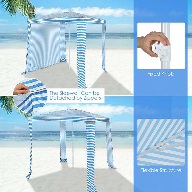Costway 6.6' x 6.6' Foldable Beach Cabana Easy-Setup Beach Canopy