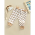thumbnail image 3 of Qmyliery Toddler’s Casual Long Pants Fashion Checkerboard Printed Tie-up Mid-waist Trousers with Pockets,0-3 Years, 3 of 7