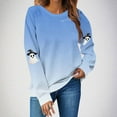 thumbnail image 4 of Womens Fall Crewneck Sweatshirts Ghost Halloween Outfits Loose Long Sleeve Gradient Sweat Shirts Casual Lounge Wear Light Blue, S, 4 of 4