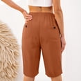 thumbnail image 5 of Linen Capris for Women Summer Casual High Waisted Crop Pants with Pockets Wed Leg Lounge Trousers Boho Beach Clothes Ginger L, 5 of 5