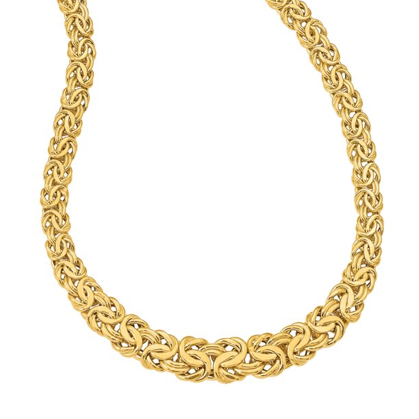 Primal Gold Primal Gold 14 Karat Yellow Gold Fancy Graduated 712mm Flat Byzantine Necklace