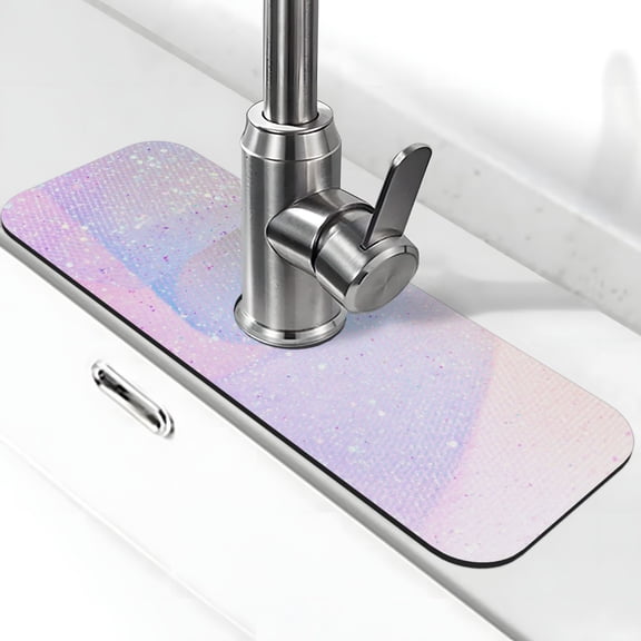 Kdxio Rainbow Pattern Non-Slip Diatom Mud Faucet Drain Pad,Self Absorbent Mat for Kitchen Sink for Variety Kitchen & Bathroom Countertops