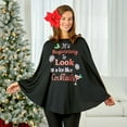 thumbnail image 3 of Women's Christmas Poncho - Funny Holiday Sweater Shirt - Black Cocktails, 3 of 3
