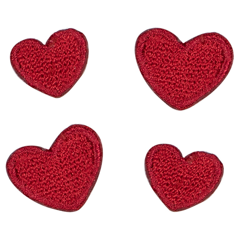 Ximkee Pack of 10 Shiny Heart Sequins Iron on Applique Embroidered  Patches-Red