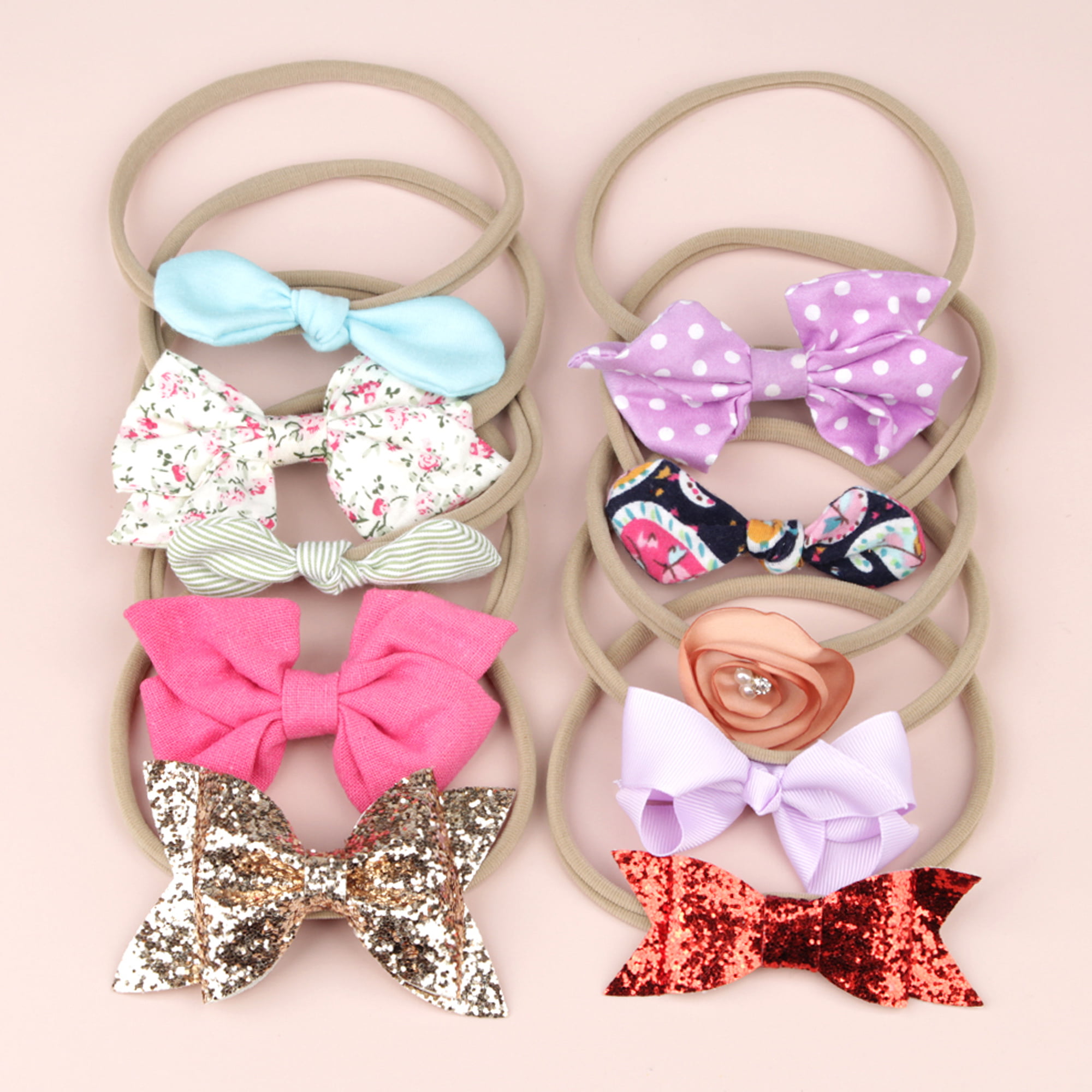 Handmade Girls Baby//Toddler Elastic Stretchy Easter Ribbon Bow Headband