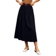thumbnail image 2 of Pleated Midi Skirt for Women High Waist A-Line Flared Mid-Calf Skirt Business Casual Daily Wear Black S, 2 of 6