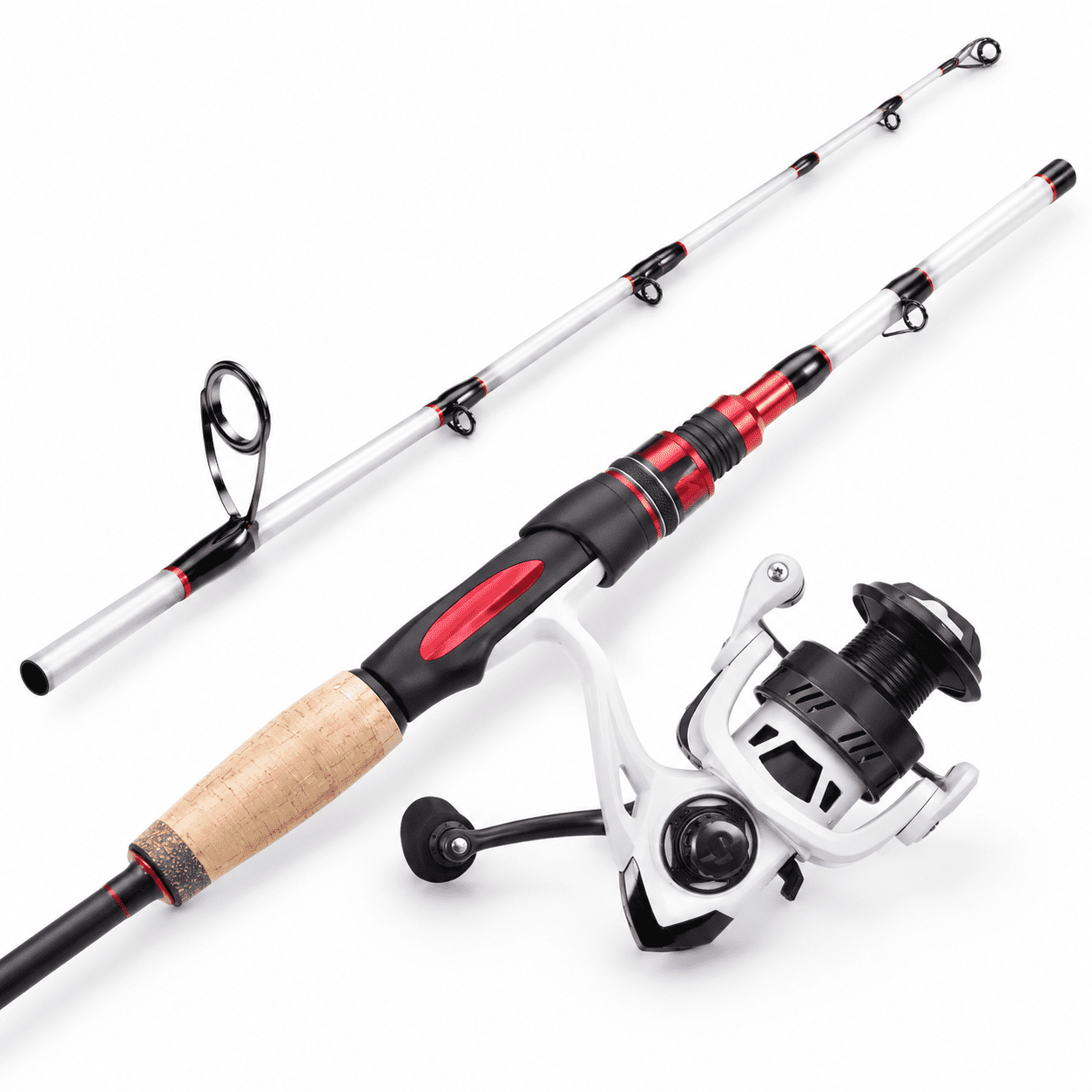 5.9ft White Medium Heavy Spinning Fishing Rod and 2000 Reel Combo
