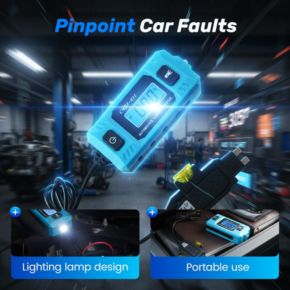 Automotive Circuit Fault Probe Tester, High-Precision 20A 48V Current Tester for Car Relay and Fuse Blade Electrical Circuit Testing