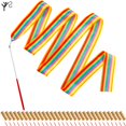 thumbnail image 1 of 30 Pieces Gymnastics Wands Dancing Dance Ribbons Streamers Ribbon 6.6 Feet Artistic Rainbow Twirling Ribbons for Gymnastics Party Favors with Non Slip Handle, 1 of 1