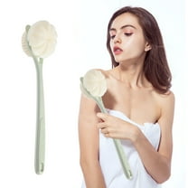Shower Body Brush,Soft Bristles and Beautiful Pumpkin Loofah 15.7” Long Handle Back Scrubber Bath Mesh Sponge for Skin Exfoliating Bath,Massage Bristles Suitable for Wet or Dry,Men and Women (Green)