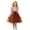 Brown, variant on Girls Dresses Floral Collared Tulle Party Dress Short Ruffle Sleeve with Satin Bow Waist Elegant Summer Sundress for Kids 7-12Y