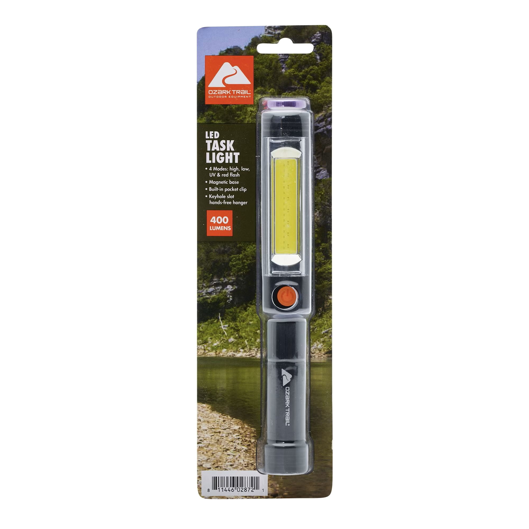 Ozark Trail LED Flashlight with UV Light, 400 Lumens, Aluminum, Black