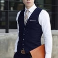 thumbnail image 2 of Fule Men's Formal Business Casual Dress Vest Suit Slim Fit Tuxedo Waistcoat Coat, 2 of 5