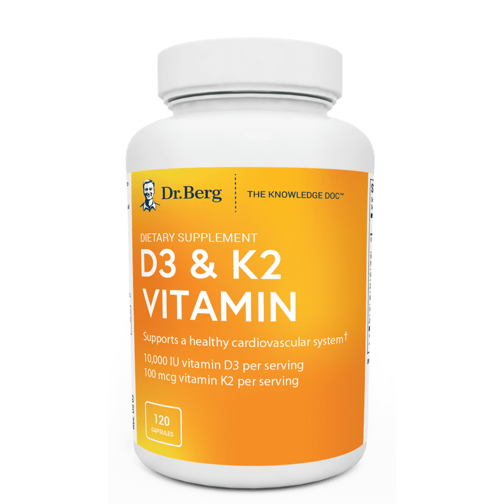 Dr. Berg's D3 & K2 Vitamin Supplement with Purified Bile Salts, 120