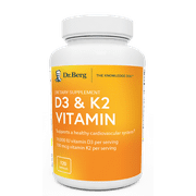 Dr. Berg's D3 & K2 Vitamin Supplement with Purified Bile Salts, 120 Capsules
