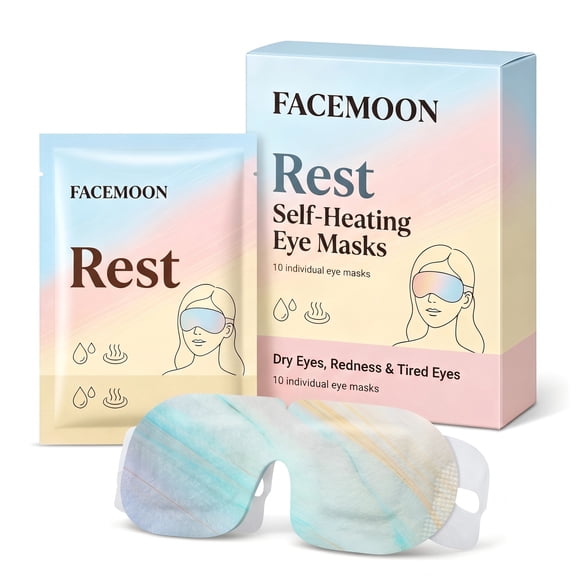 FACEMOON Steam Eye Mask Warm Compress for Eyes Self Heating Disposable, 10 Count for Home Sleep Spa Relaxation Comfort