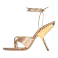 thumbnail image 2 of FSJ Women Graceful Rhinestones Square Open Toe Sexy Lace Up Heels Strappy Sandals Slanted Stilettos High Heel Prom Shoes Size 9 Light Gold, 2 of 4