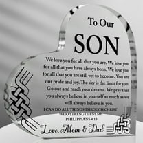 Acrylic Inspirational Plaque For Son From Mom And Dad - Classic Tabletop Decorative Sign For Birthday Graduation Wedding - Multipurpose Gifts For Son With Christian Verse -