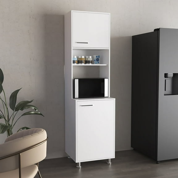 Cterwk Kitchen Pantry Cabinet with 2 Doors and 5 Shelves, White