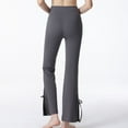 thumbnail image 4 of SWSMCLT Women's High Waisted Yoga Pants Flared Pants Bootcut Slit Split Trousers Long Casual Petite Grey 12, 4 of 4