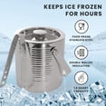 thumbnail image 3 of Sol Living Ice Bucket - Double Wall Stainless Steel - Includes Tongs and Lid - Wine & Champagne Holder - For Home, Bars, Commercial Use - Ribbed & Shiny, 1.6 Qt., 3 of 5