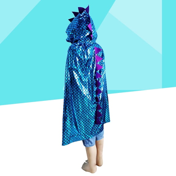 WEUVEB Dinosaur Hooded Cloak Blue Cloth Performance Costume