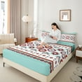 thumbnail image 4 of jejeloiu Vintage Aztec Print Queen Sheet Sets,Red White Cyan Bed Set For Adults 4pcs, 4 of 7