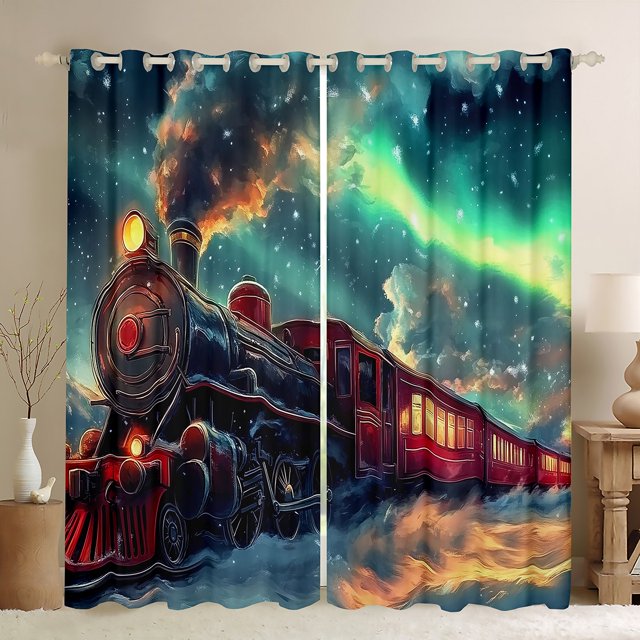Erosebridal Rideaux de Train pour Salon pour Enfants Garçons Filles, Aurore Onirique Rideaux Occultants 30 %-50 % Ensemble de 2 (42x63)