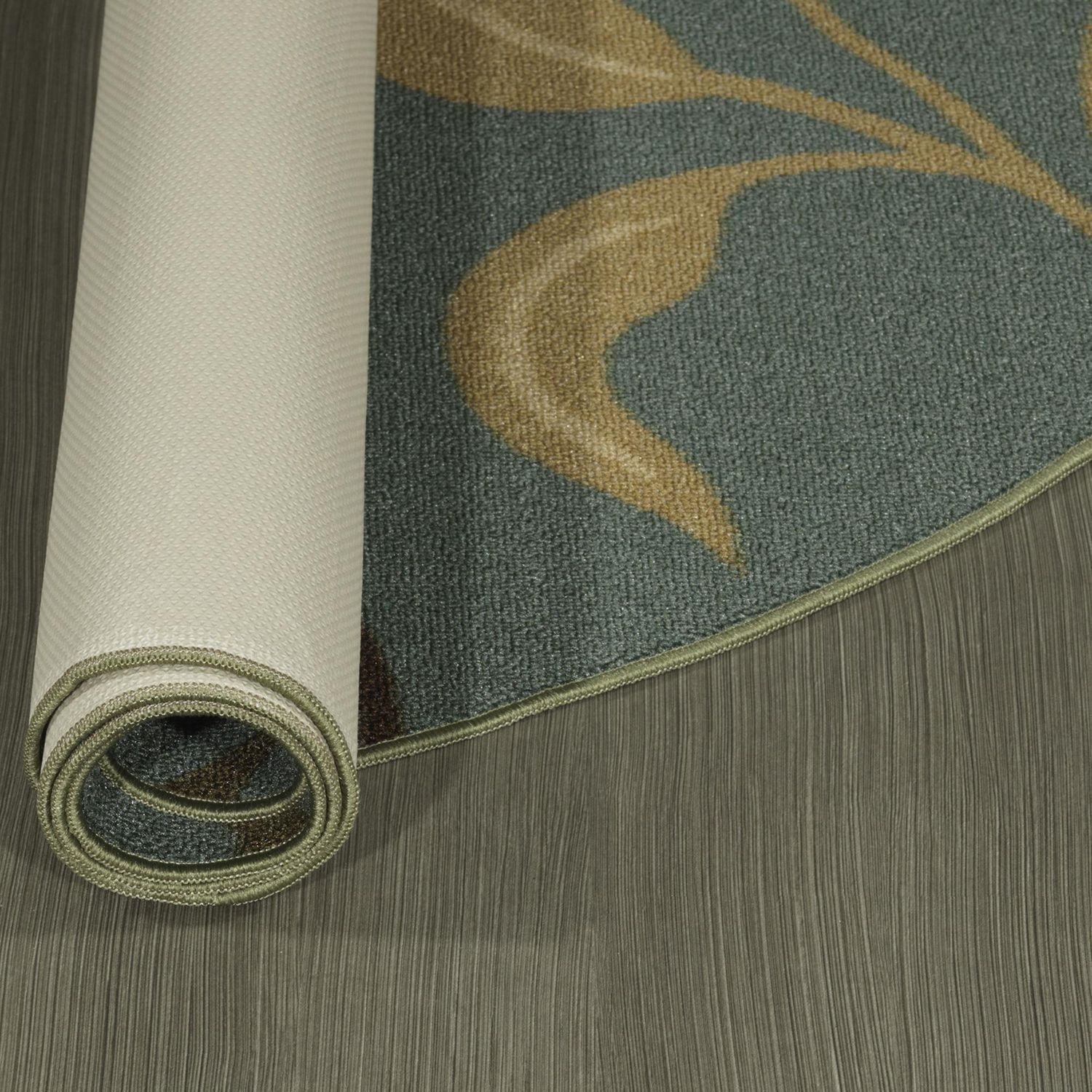 Tapis de couloir contemporain à motif feuilles et sous-couche en caoutchouc la collection Ottohome