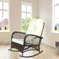 thumbnail image 5 of FFH Outdoor Wicker Rocking Chair, Rattan Rocker Accent Armchair for Patio, Garden, Backyard, Beige Cushion, 5 of 9