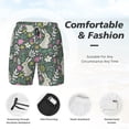 thumbnail image 3 of Yiaed Retro Bunny Floral Print Mens Swim Trunks Bathing Suit Compression Liner Beach Swim Shorts Swimwear Quick Dry Zipper Pocket No-Chafing Board Short-, 3 of 6