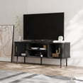 thumbnail image 2 of Mid-Century Modern Media Console, Tambour TV Stand with Storage Cabinet and Shelf for 60" TVs, Black, 2 of 10