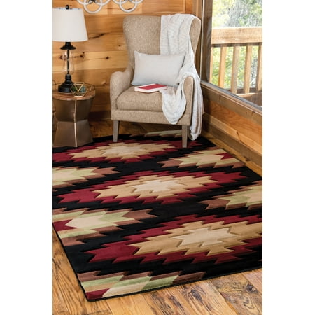 United Weavers of America Geometric Loomed Area Rug  5.25  x 7.5 You ve never seen a lodge rug like this before. Deep  rich carvings into a plush  dense pile create a luxurious high-low effect  warming up the space of your log cabin or lakeside retreat. With multiple colorways  patterns  and themes to choose from  you will have no trouble finding the perfect area rug to match your existing decor. Carefully hand-carved in Turkey from durable olefin  you can feel the quality underfoot  and you and your guests will enjoy this rug for years upon years.