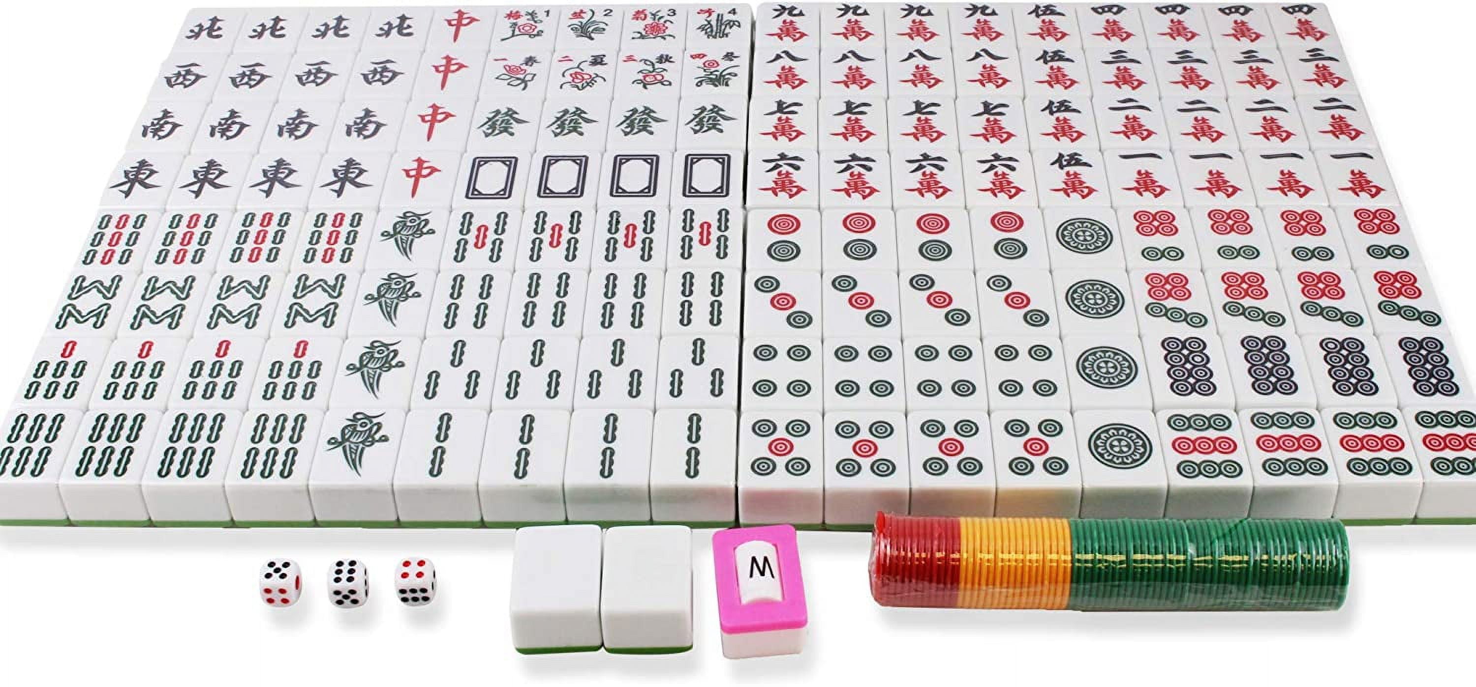 Chinese Mahjong Set X - Large 44 MM Mahjong Game Set Including  Full Size Tiles and Tablecloth, Cartoon Mahjong with 144 Tiles, Dice &  Storage Bag, for Gift Birthday Leisure Toy,2,44MM 
