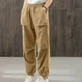 thumbnail image 4 of Nrmvnmi Summer Saving 2024 Capri Pants for Women Casual 2024 Summer Drawstring Elastic High Waist Linen Pants Straight Wide Leg Plus Size Lounge Capris For Mens Gifts, 4 of 5