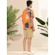 thumbnail image 5 of Lars Amadeus Camisa hawaiana para hombre, manga corta, patchwork de verano, camisas de hojas florales tropicales naranja verde M Unique Bargains Camisas, 5 of 6