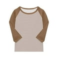thumbnail image 3 of Girls 3/4 Sleeve Tops Raglan Baseball Tee Soft Crewneck Shirts Loose Fit Casual Summer Blouses Oversized Comfort​ Coffee 140, 3 of 4