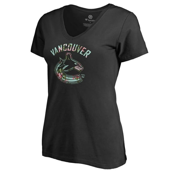 Women's Black Vancouver Canucks Lovely V-Neck T-Shirt