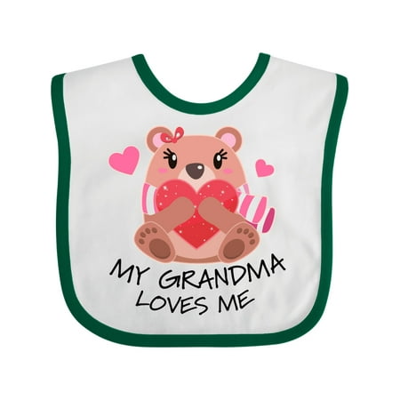 

Inktastic My Grandma Loves Me- Bear and Hearts Gift Baby Boy or Baby Girl Bib