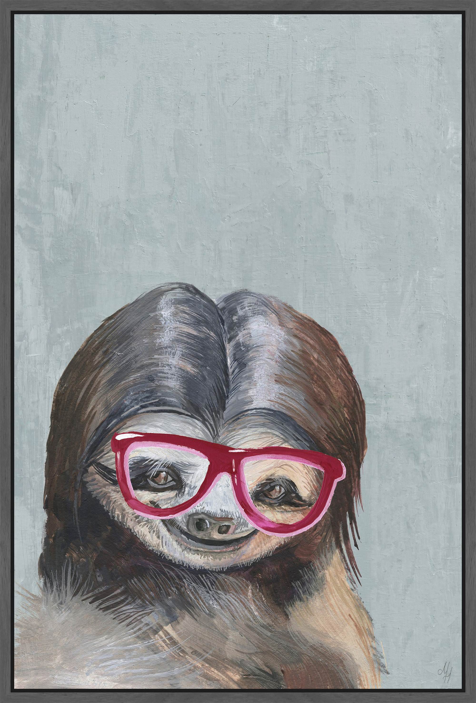 Nerdy Sloth II Floater Framed Painting Print on Canvas