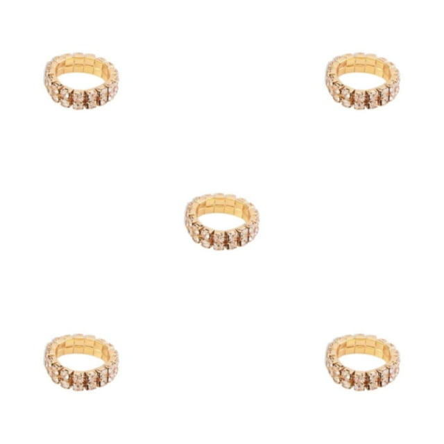 Guardoinrt Exquisite Inlaid Ring Durable Alloy With Shimmering Diamonds For Luxurious Feel golden 2 rows 5Set