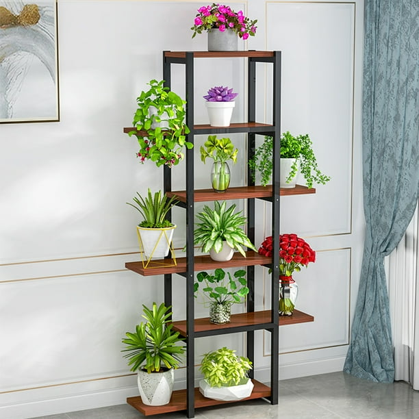 6 Tier 58 inch Wood Flower Stand Plant Pot Holder Display