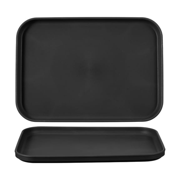 Uxcell 2Pcs Fast Food Serving Trays, 9.4x6.8" Rectangular Reusable Restaurant Serving Trays for Kitchen Restaurant Coffee Fruit Burger Lunch Dessert, Black