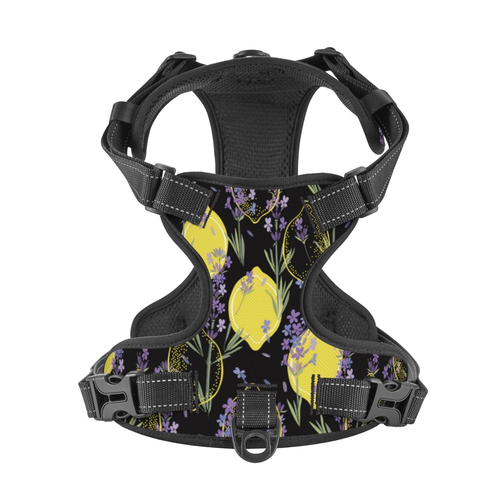 Kdxio Lavender Flowers Print No Pull Dog Harness Adjustable Reflective Oxford Easy Control Medium Large Dog Harness for Training and Everyday-Large