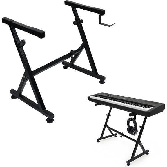 Z Style keyboard piano stand, Heavy Duty 200LBS adjustable keyboard stand Fits 61 76 88 Key, Anti Slip Pads Headphone Hook Home Stage keyboard stand for piano accessories Pro Use