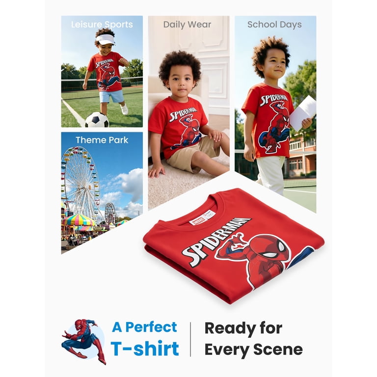 Marvel Spider-Man Boys Short Sleeve Graphic Tee photo 5