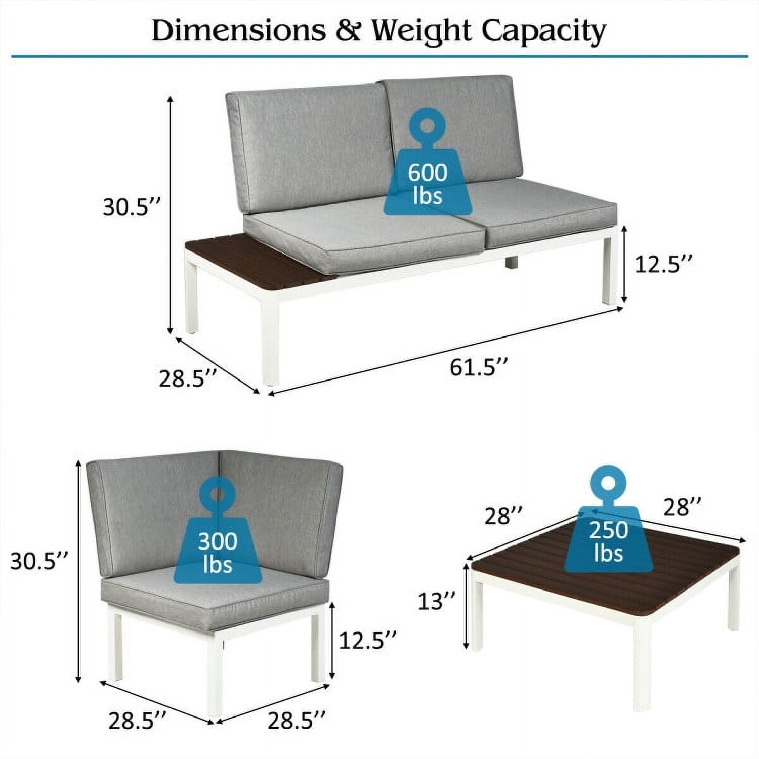Aimee Lii 4 Pieces Patio Furniture Set, Aluminum Frame Cushioned Sofa, Small Patio Set, Gray Aimee Lii 4 Pieces Patio Furniture Set, Aluminum Frame Cushioned Sofa, Small Patio Set, Gray